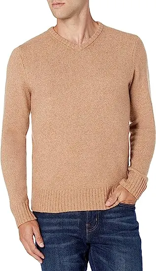 Men′s Long-Sleeve Soft Touch V-Neck Sweater Slim Body Fit